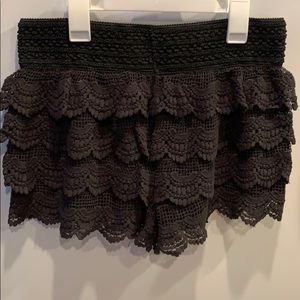 Black crochet shorts
